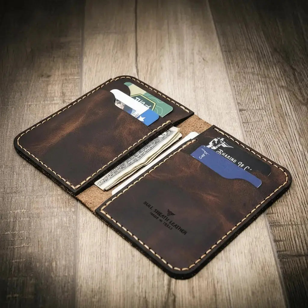 Western Vertical Wallet Bull Sheath Leather