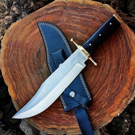 Handmade Bowie Knife – D2 Steel Blade & Buffalo Horn Handle Damascus Knife Store