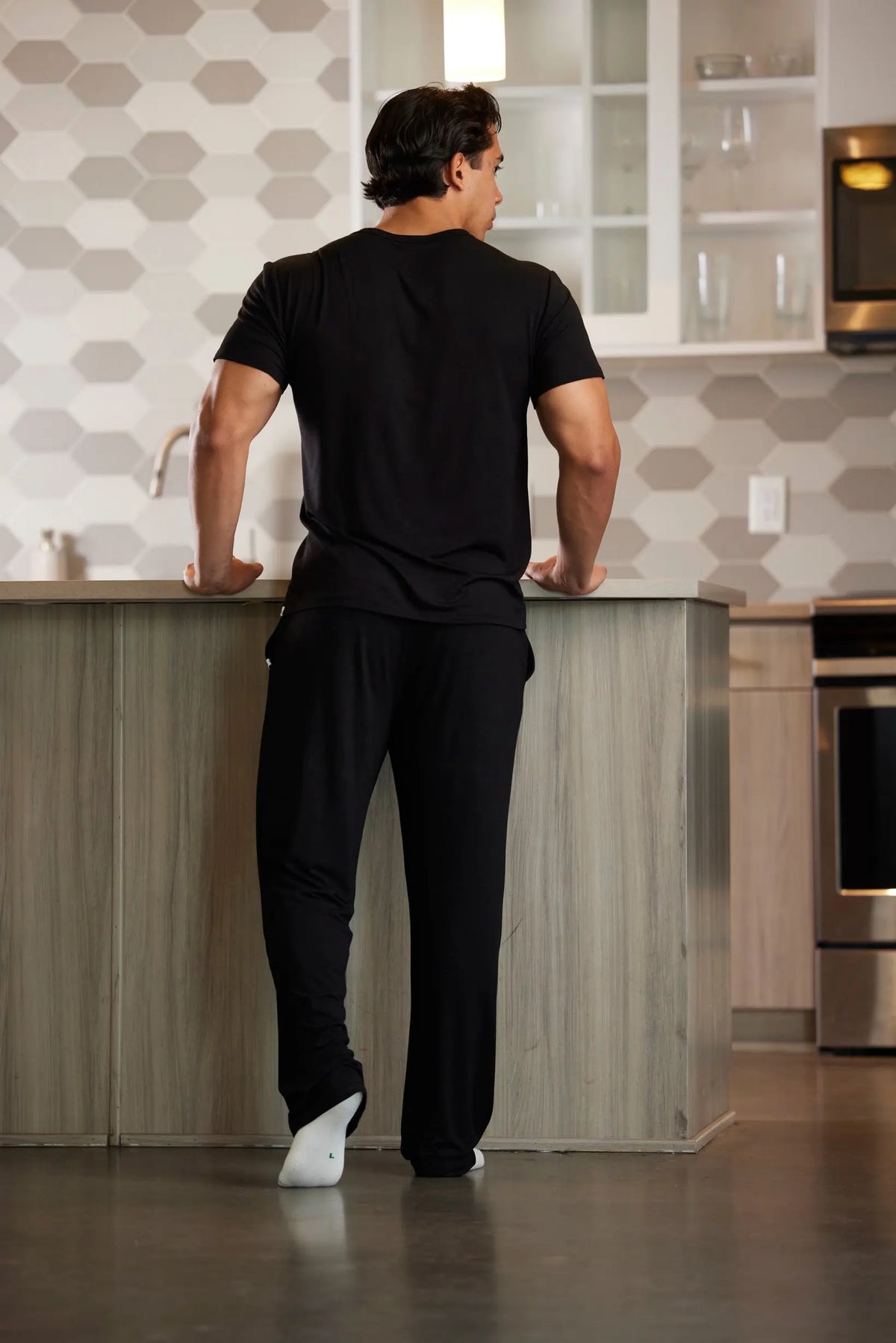 Men's Soft Bamboo Lounge Pajama Set - Short Sleeve Top & Pants Spun Bamboo