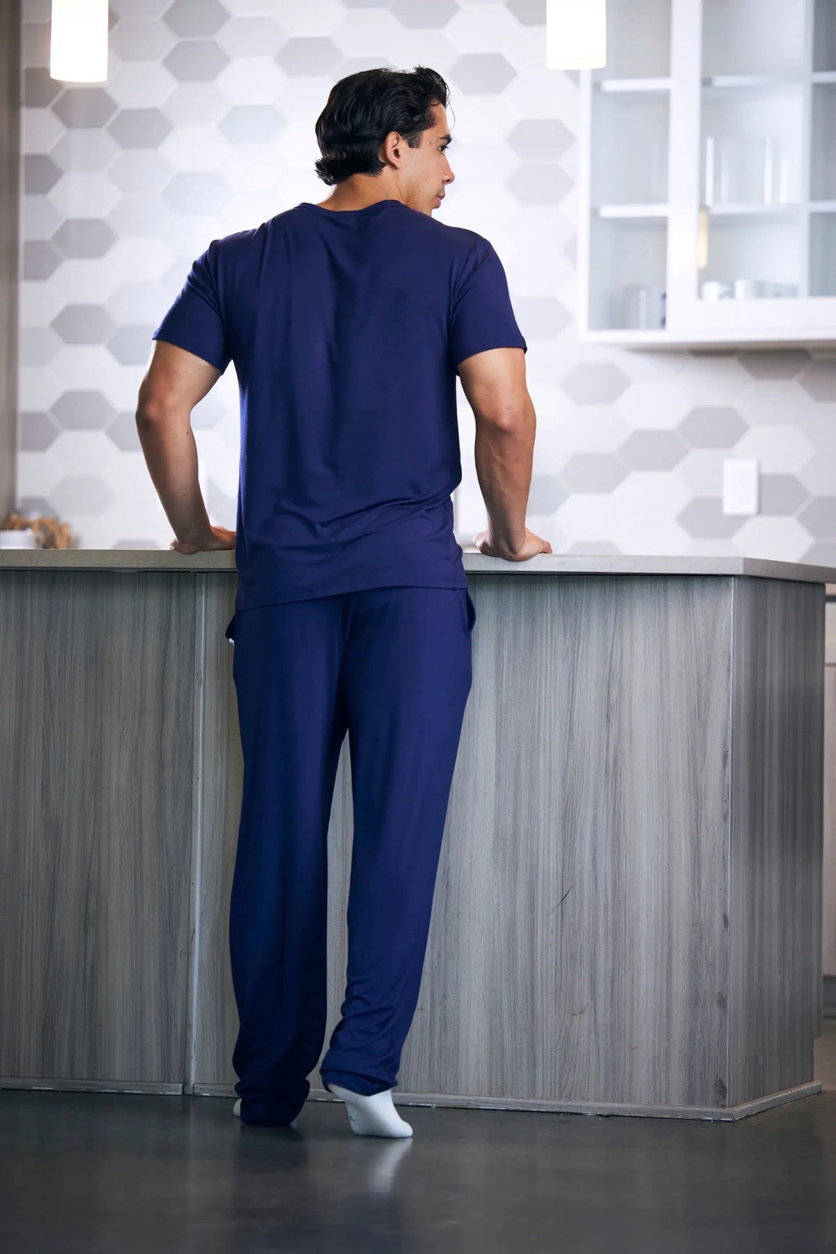 Men's Soft Bamboo Lounge Pajama Set - Short Sleeve Top & Pants Spun Bamboo