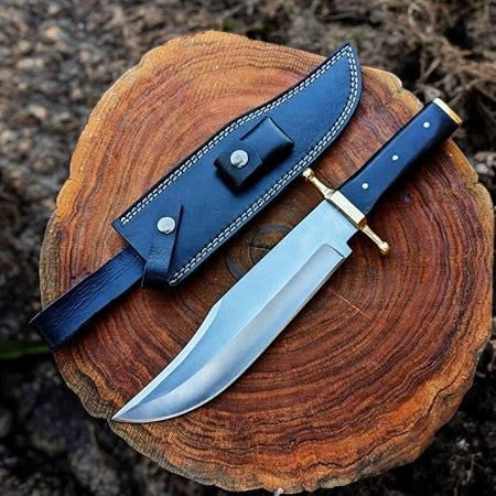 Handmade Bowie Knife – D2 Steel Blade & Buffalo Horn Handle Damascus Knife Store