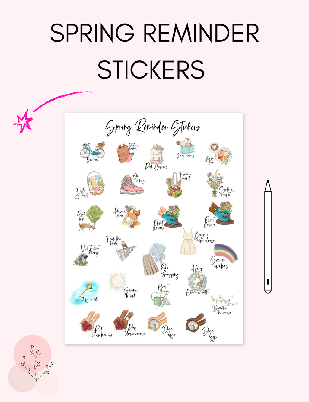 Digital Spring Reminder Stickers Jessica Autumn