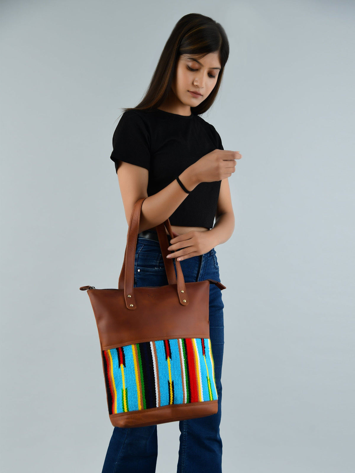 Multicoloured Leather Tote Bag Classy Leather Bags
