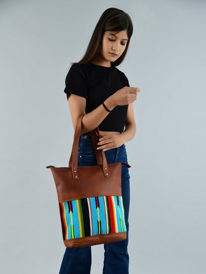 Multicoloured Leather Tote Bag Classy Leather Bags