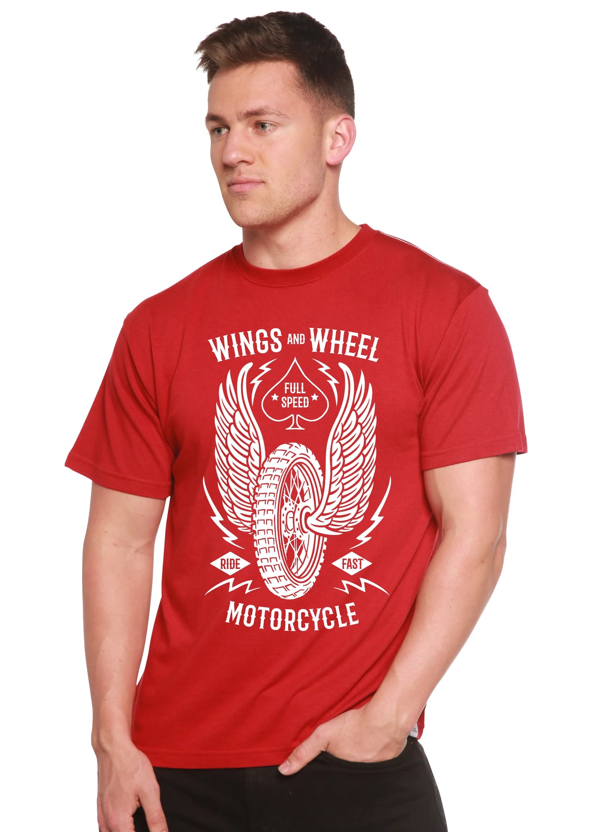 Wings And Wheel Spun Bamboo® Men's Bamboo Viscose/Organic Cotton Short Sleeve Graphic T-Shirt Spun Bamboo