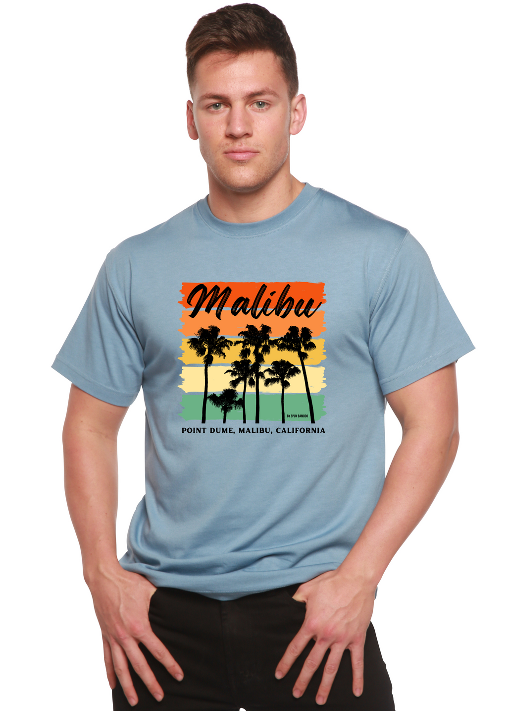 Malibu Unisex Bamboo Viscose/Organic Cotton Short Sleeve Graphic T-Shirt Spun Bamboo