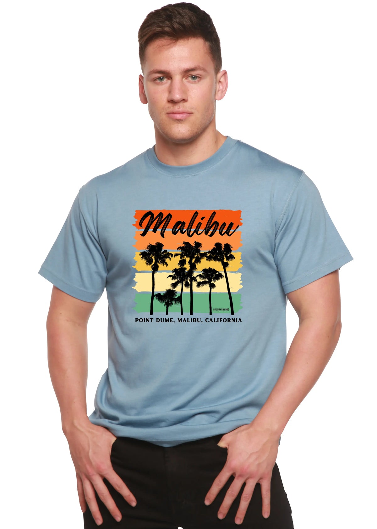Malibu Unisex Bamboo Viscose/Organic Cotton Short Sleeve Graphic T-Shirt Spun Bamboo