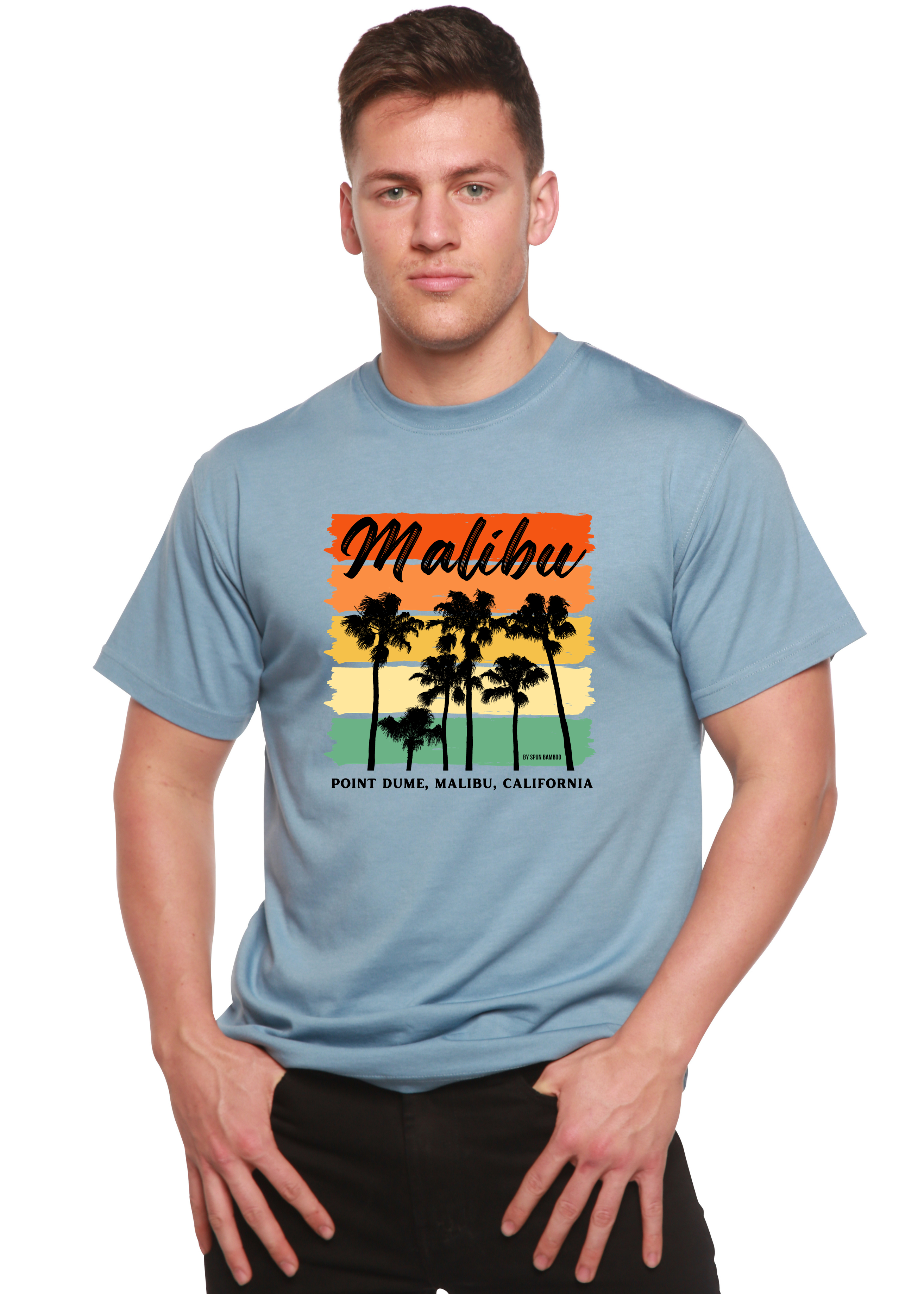 Malibu Unisex Bamboo Viscose/Organic Cotton Short Sleeve Graphic T-Shirt Spun Bamboo