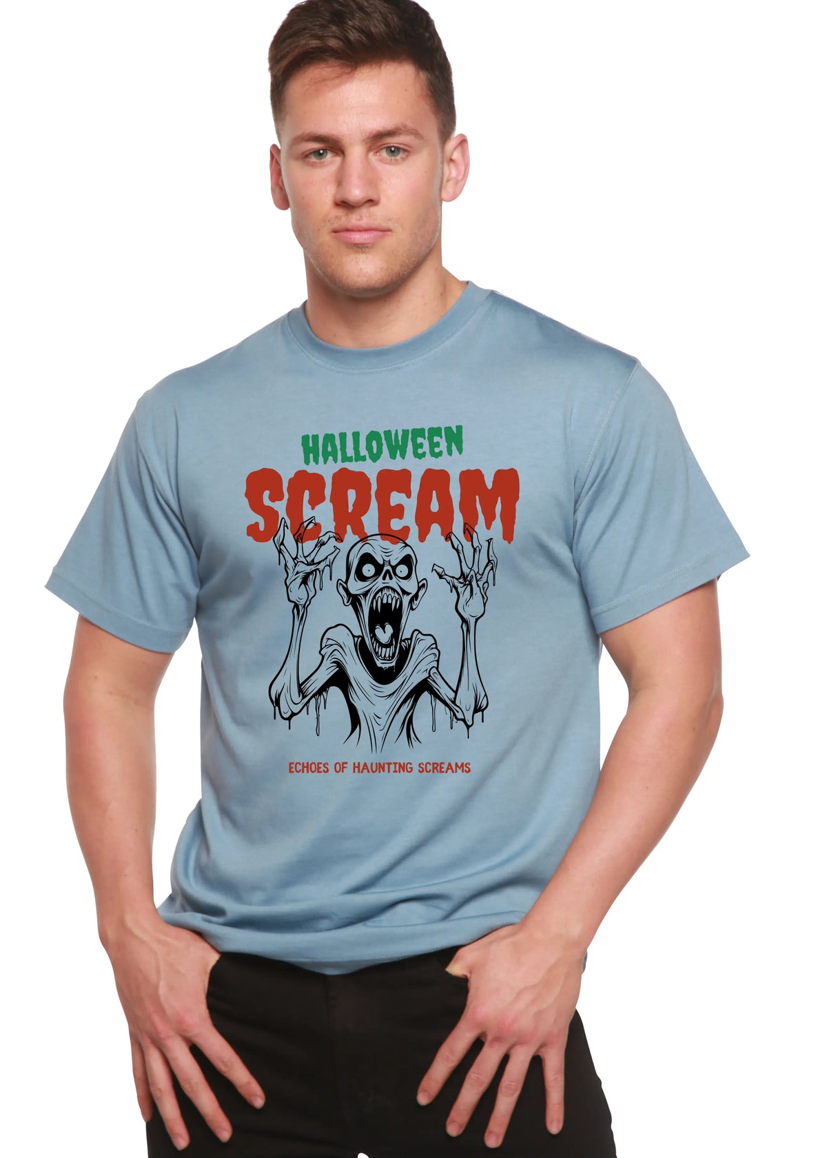 Halloween Scream Men's Bamboo Viscose/Organic Cotton Short Sleeve Graphic T-Shirt Spun Bamboo