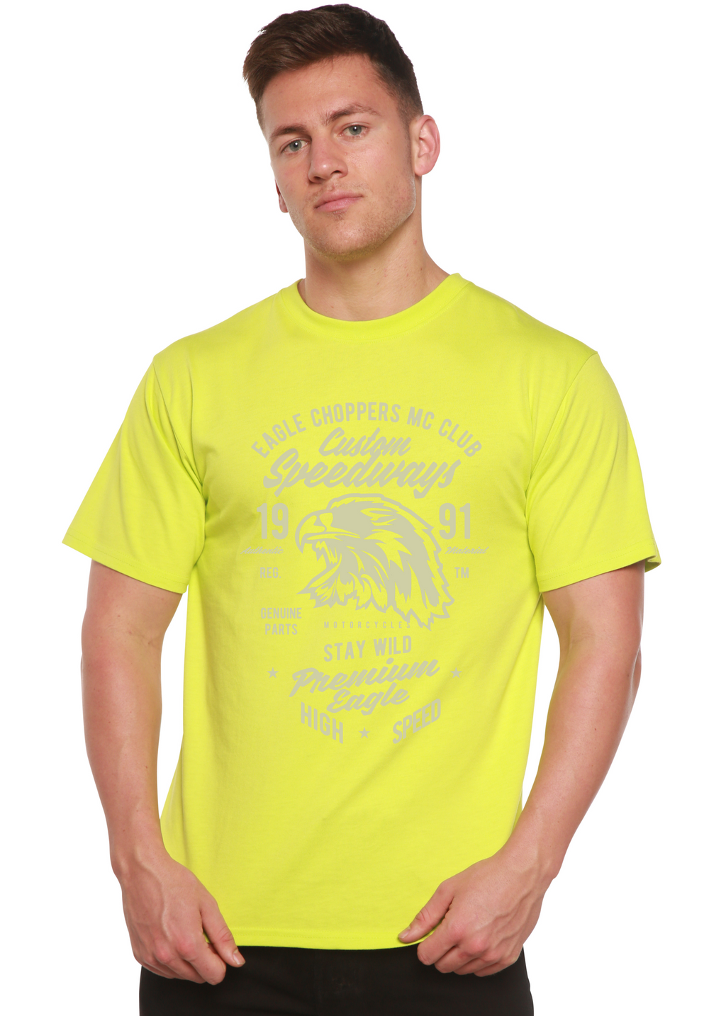 Custom Speedways Premium Eagle Men's Bamboo Viscose/Organic Cotton Short Sleeve Graphic T-Shirt Spun Bamboo