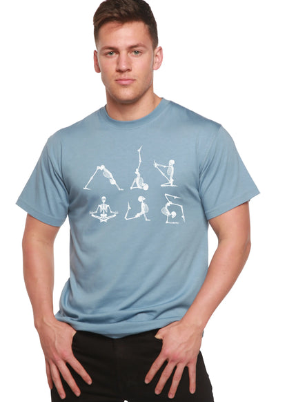 Halloween Skeleton Namaste Men's Bamboo Viscose/Organic Cotton Short Sleeve Graphic T-Shirt Spun Bamboo