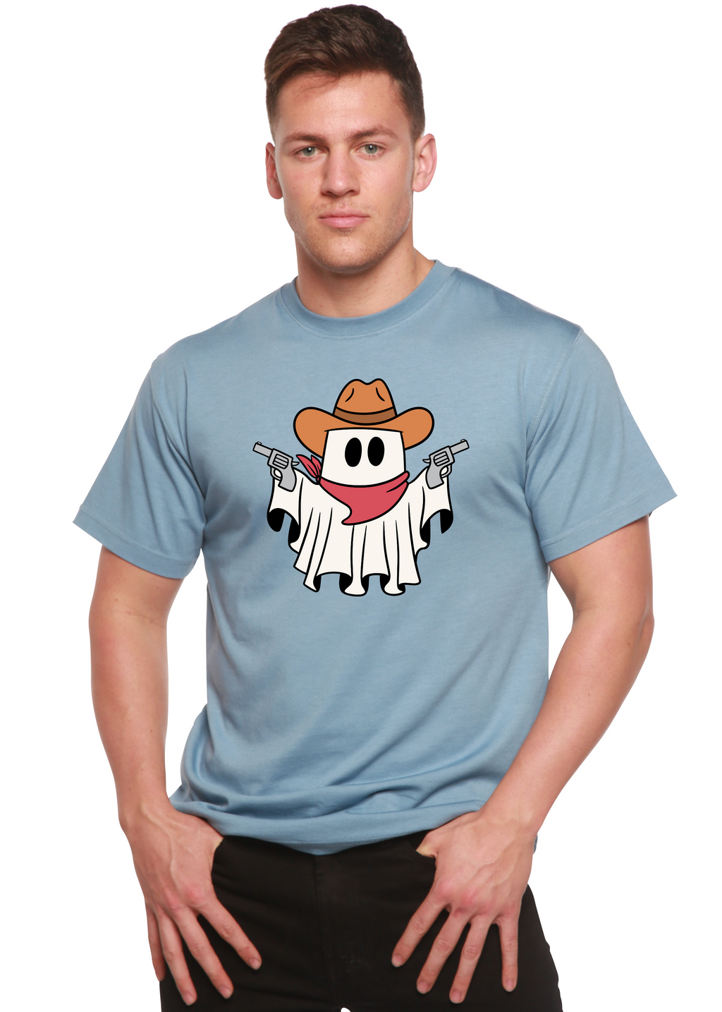 Cowboy Ghost Unisex Bamboo Viscose/Organic Cotton Short Sleeve Graphic T-Shirt Spun Bamboo