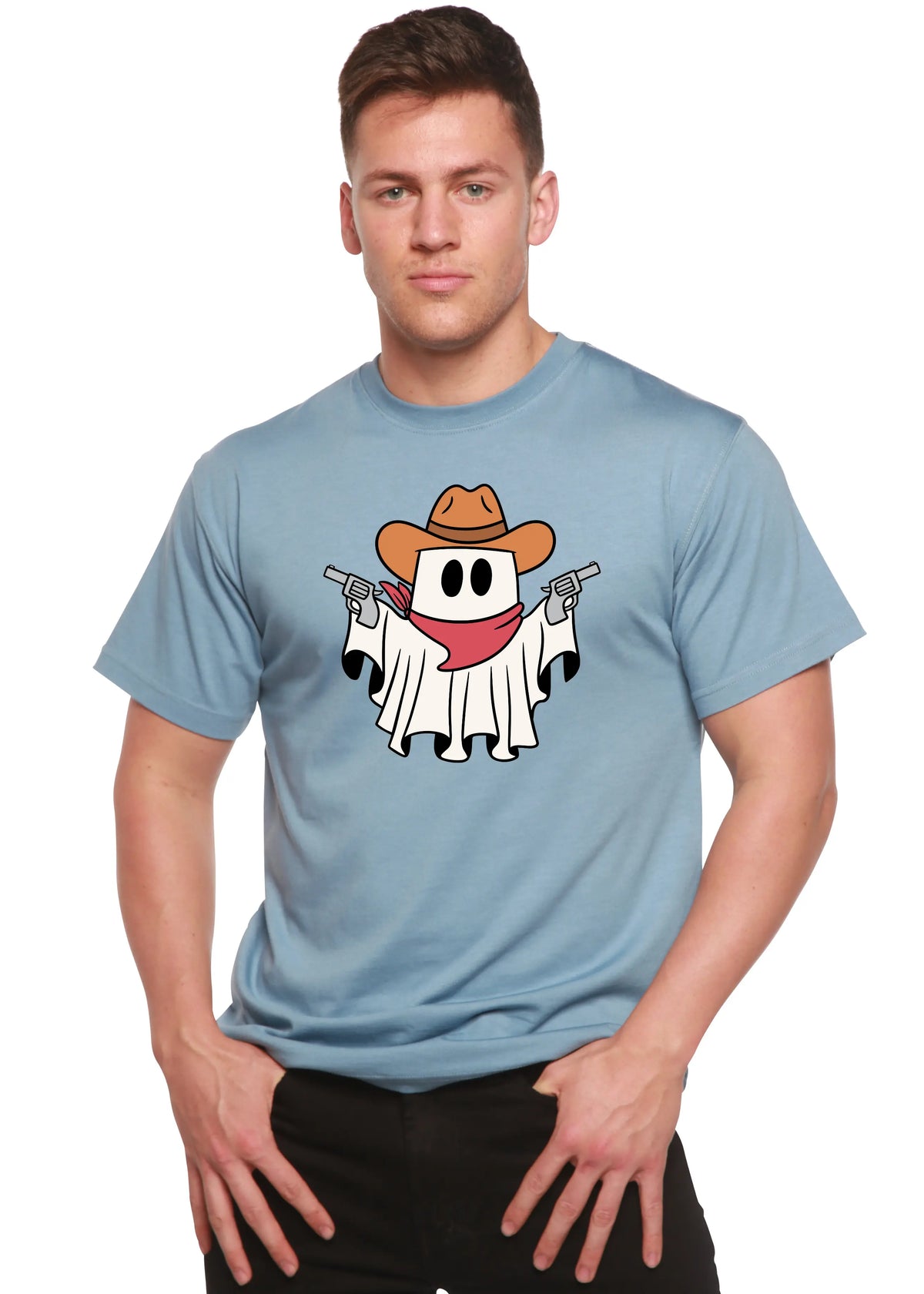 Cowboy Ghost Unisex Bamboo Viscose/Organic Cotton Short Sleeve Graphic T-Shirt Spun Bamboo
