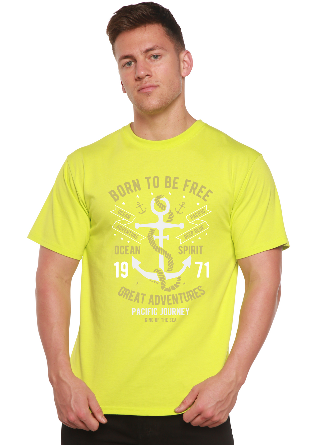 Born To Be Free Men's Bamboo Viscose/Organic Cotton Short Sleeve Graphic T-Shirt Spun Bamboo