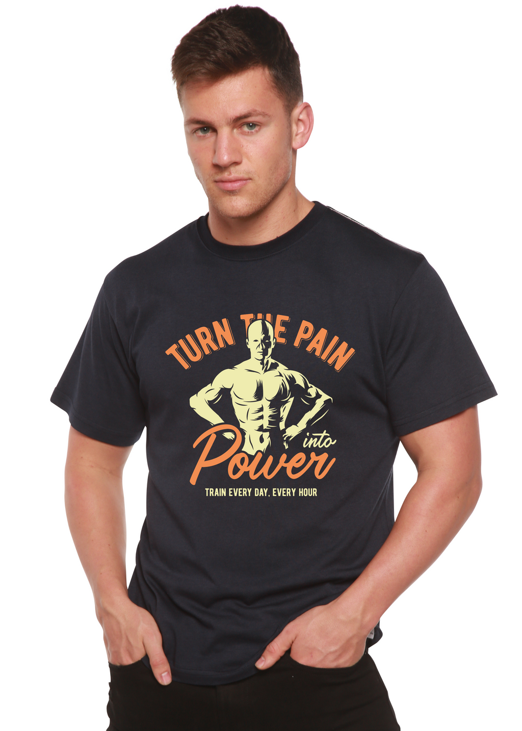 Turn The Pain Men's Bamboo Viscose/Organic Cotton Short Sleeve Graphic T-Shirt Spun Bamboo