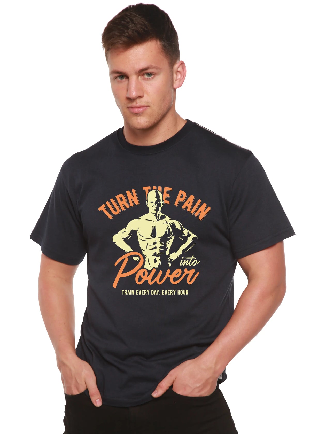 Turn The Pain Men's Bamboo Viscose/Organic Cotton Short Sleeve Graphic T-Shirt Spun Bamboo