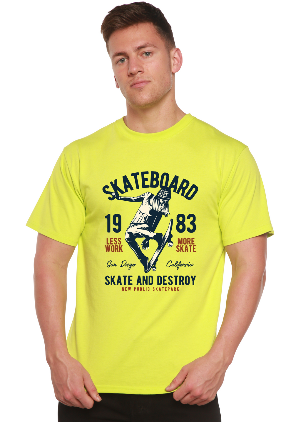Skateboard 1983 Men's Bamboo Viscose/Organic Cotton Short Sleeve Graphic T-Shirt Spun Bamboo