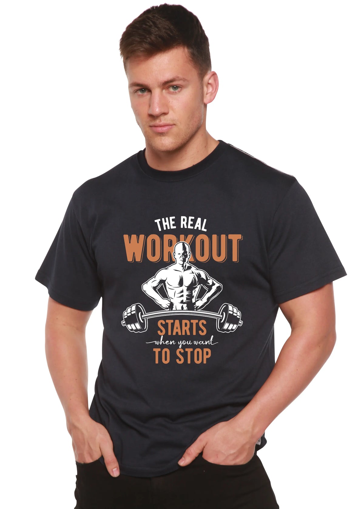 The Real Workout Men's Bamboo Viscose/Organic Cotton Short Sleeve Graphic T-Shirt Spun Bamboo