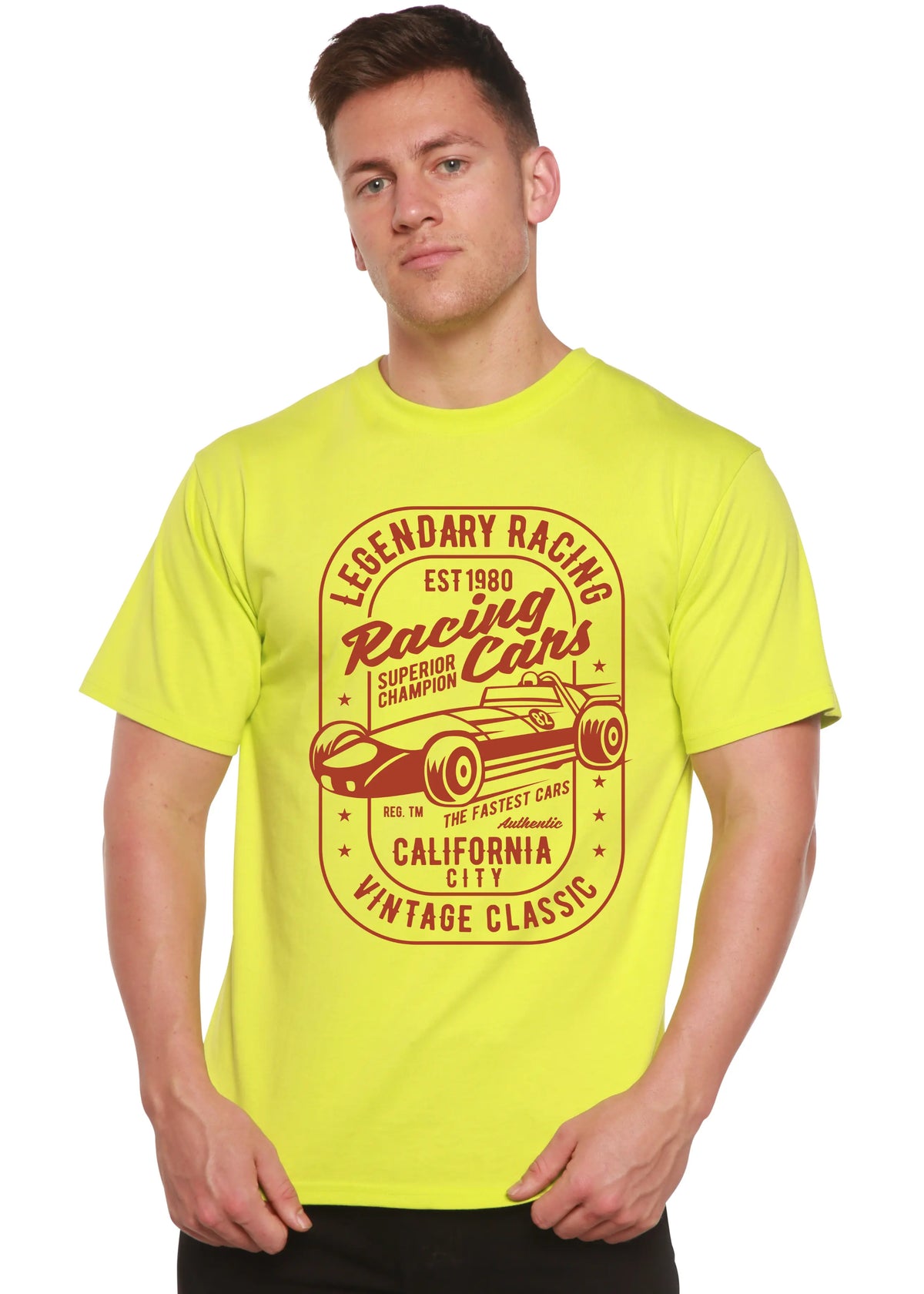 Legendary Racing Cars Men's Bamboo Viscose/Organic Cotton Short Sleeve Graphic T-Shirt Spun Bamboo