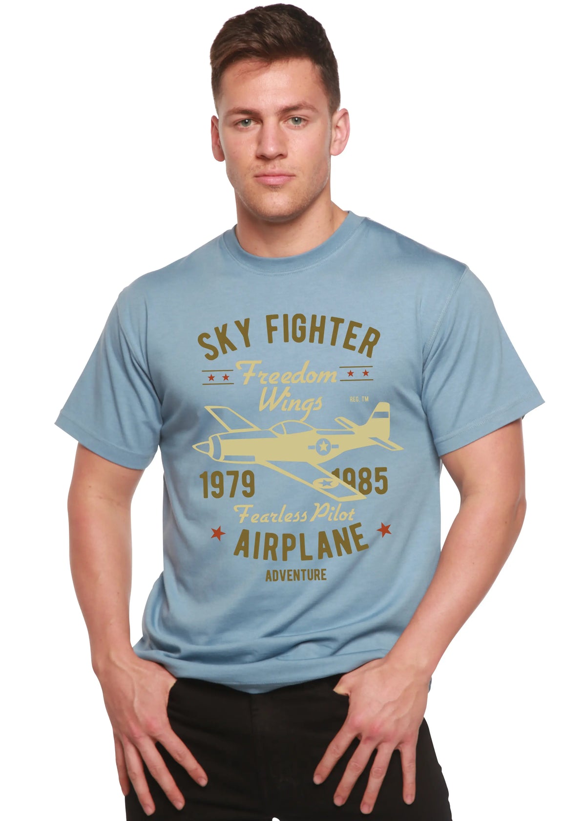 Sky Fighter Spun Bamboo® Men's Bamboo Viscose/Organic Cotton Short Sleeve Graphic T-Shirt Spun Bamboo