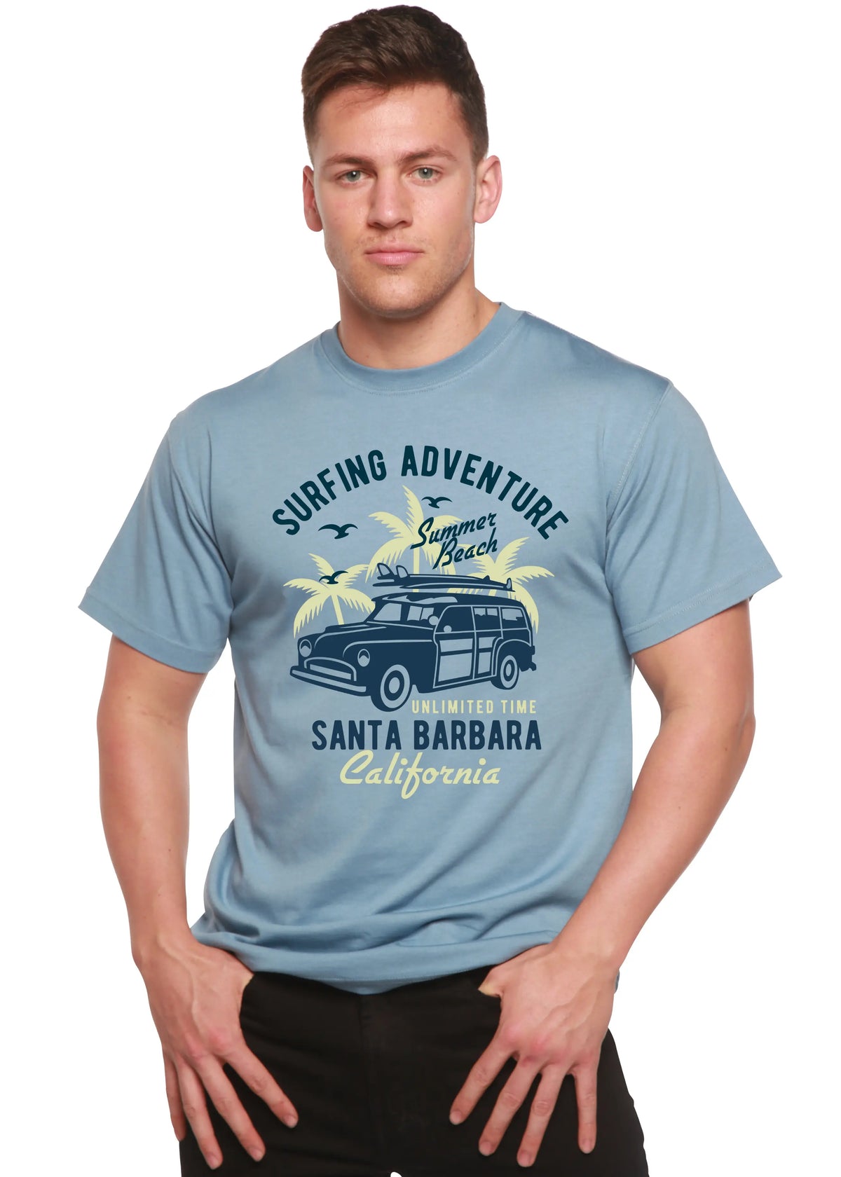 Surfing Adventure Spun Bamboo® Men's Bamboo Viscose/Organic Cotton Short Sleeve Graphic T-Shirt Spun Bamboo