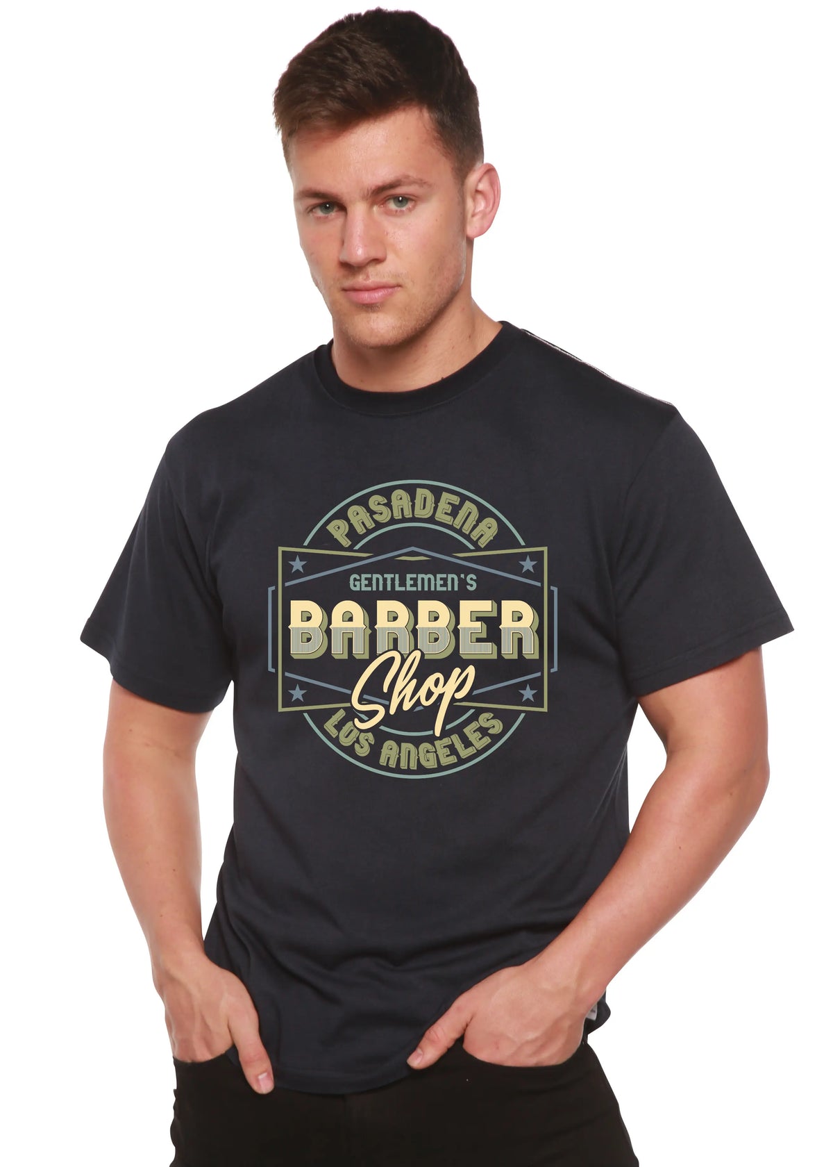 Gentlement's Barber Shop Men's Bamboo Viscose/Organic Cotton Short Sleeve Graphic T-Shirt Spun Bamboo