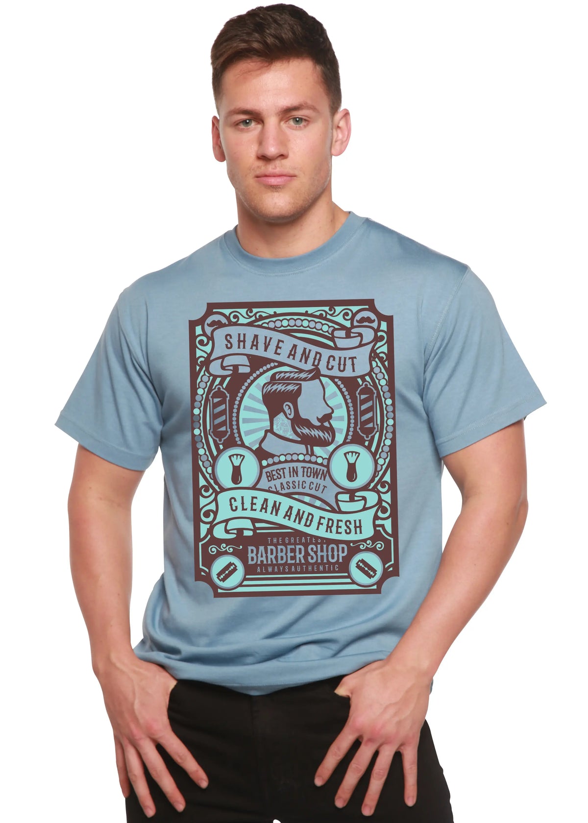 Shave and Cut Spun Bamboo® Men's Bamboo Viscose/Organic Cotton Short Sleeve Graphic T-Shirt Spun Bamboo