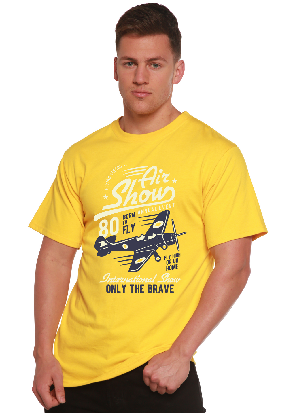Air Show Men's Bamboo Viscose/Organic Cotton Short Sleeve Graphic T-Shirt Spun Bamboo