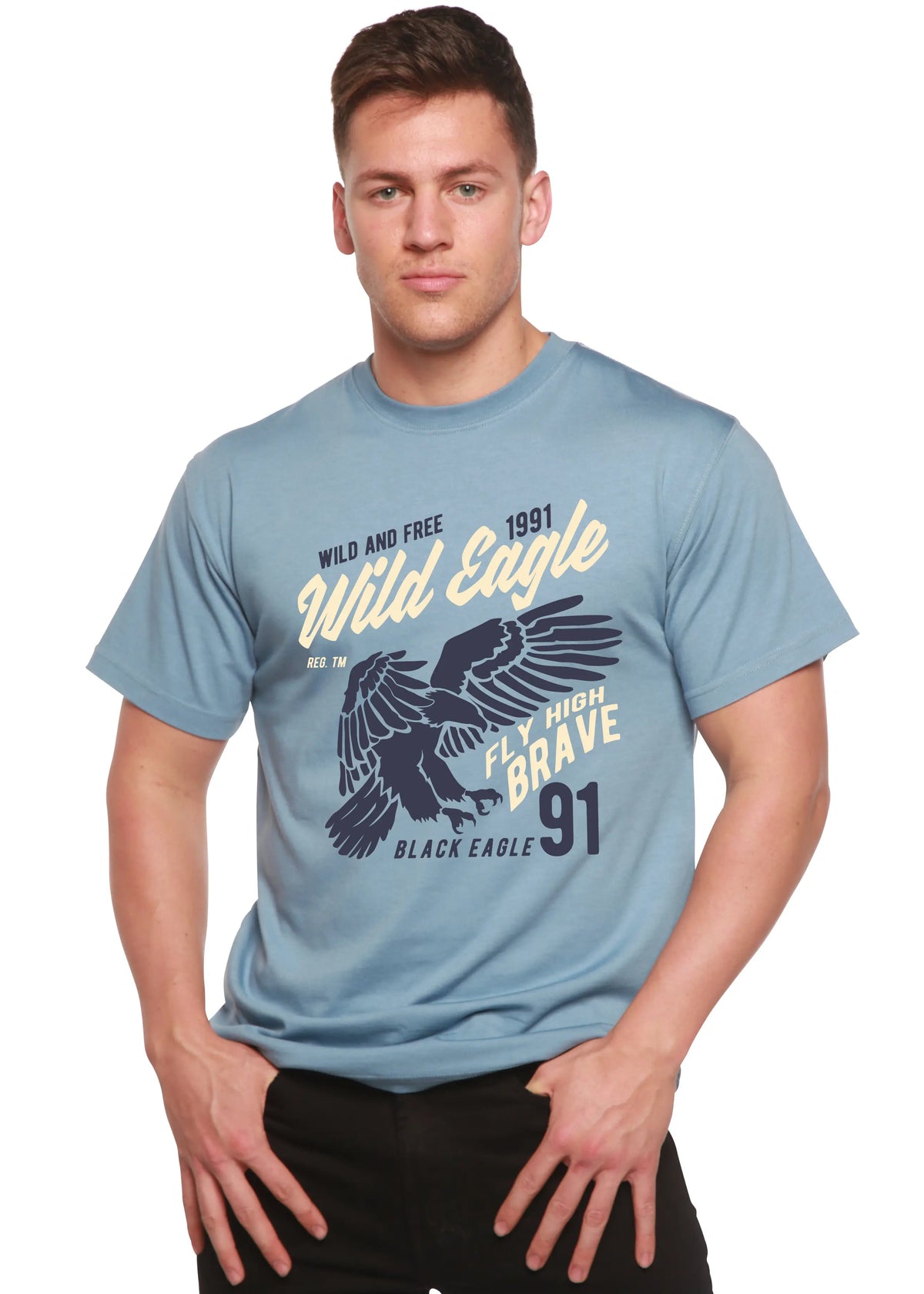 Wild Eagle Spun Bamboo® Men's Bamboo Viscose/Organic Cotton Short Sleeve Graphic T-Shirt Spun Bamboo