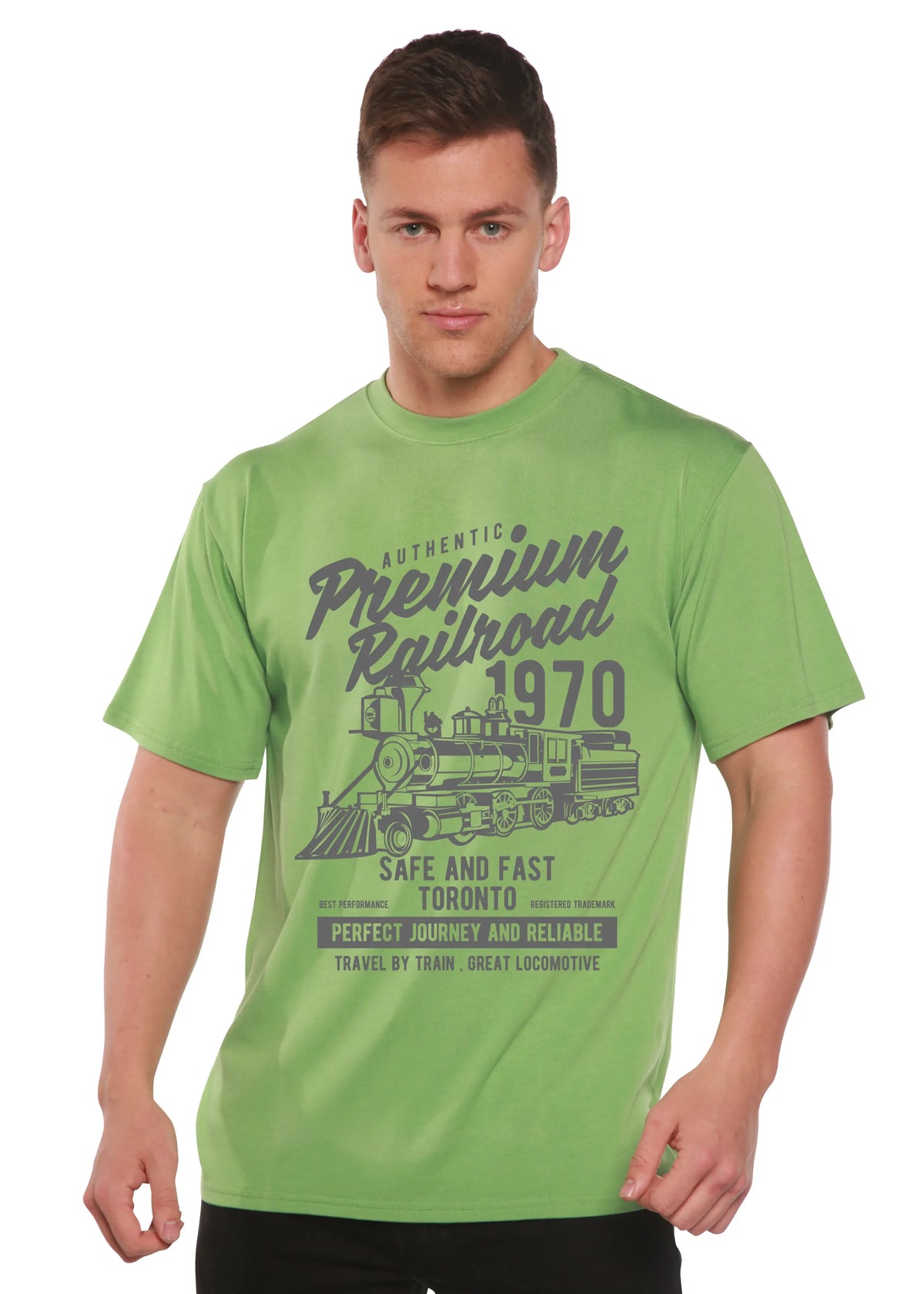Premium Railroad Spun Bamboo® Men's Bamboo Viscose/Organic Cotton Short Sleeve Graphic T-Shirt Spun Bamboo