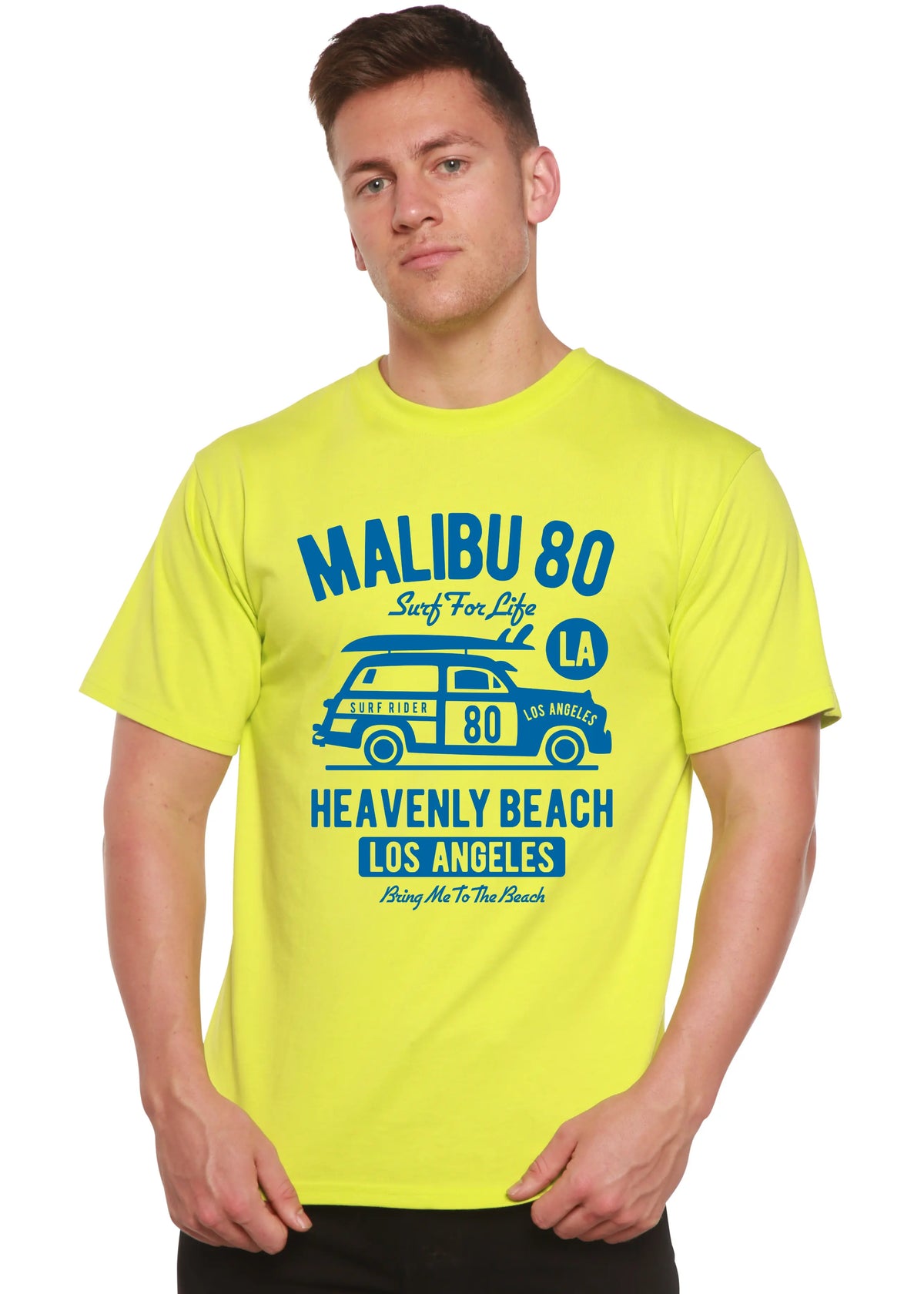Malibu 80 Men's Bamboo Viscose/Organic Cotton Short Sleeve Graphic T-Shirt Spun Bamboo
