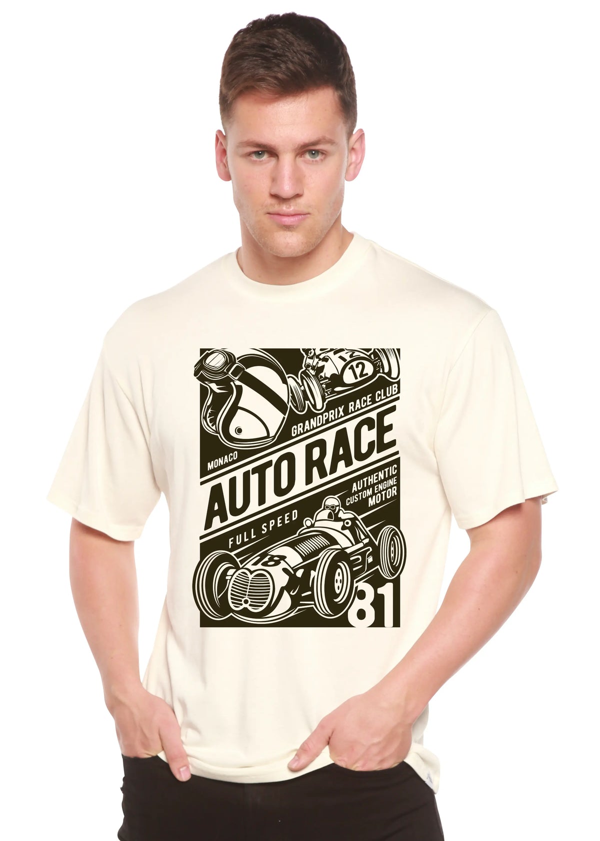 Auto Race Men's Bamboo Viscose/Organic Cotton Short Sleeve Graphic T-Shirt Spun Bamboo