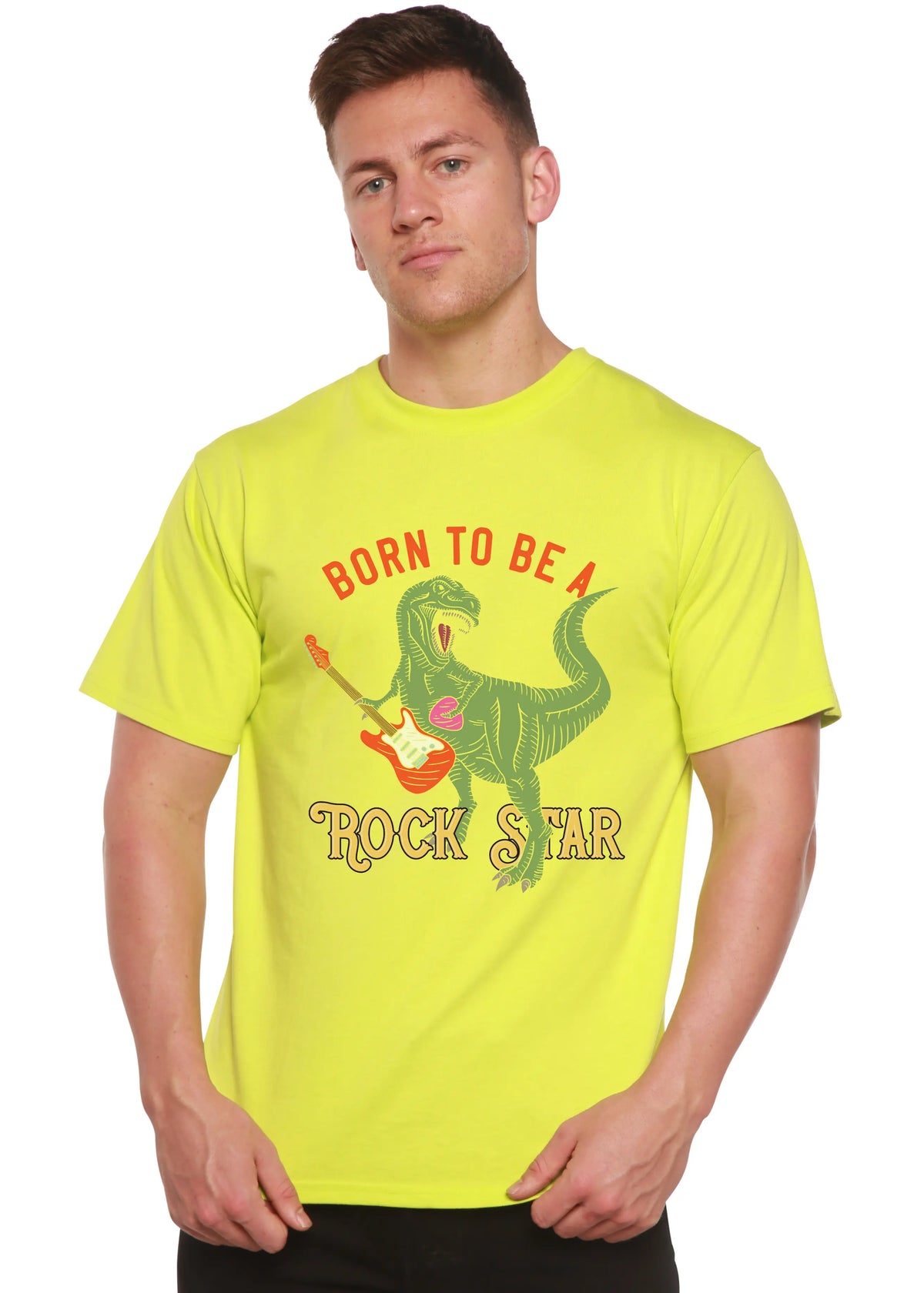 Born To Be A Rock Star Men's Bamboo Viscose/Organic Cotton Short Sleeve Graphic T-Shirt Spun Bamboo