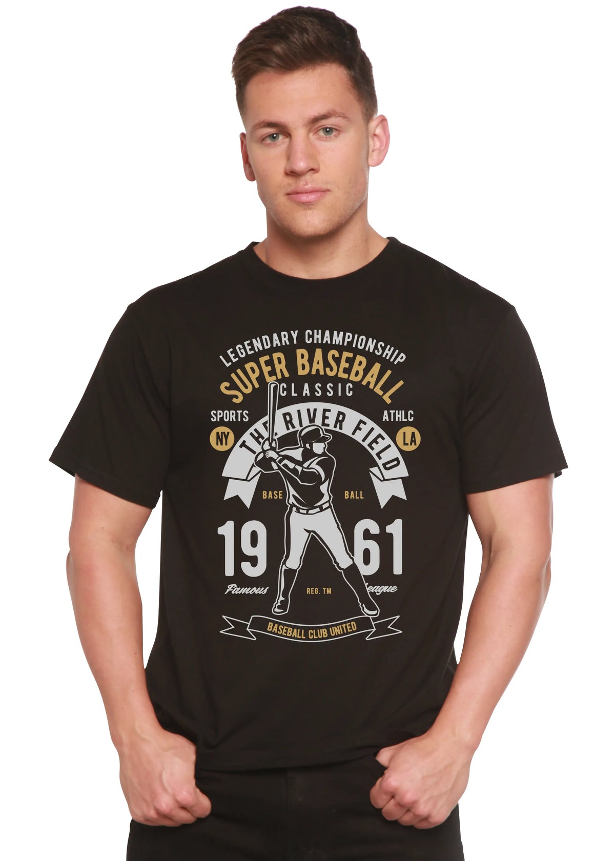 Super Baseball Spun Bamboo® Men's Bamboo Viscose/Organic Cotton Short Sleeve Graphic T-Shirt Spun Bamboo