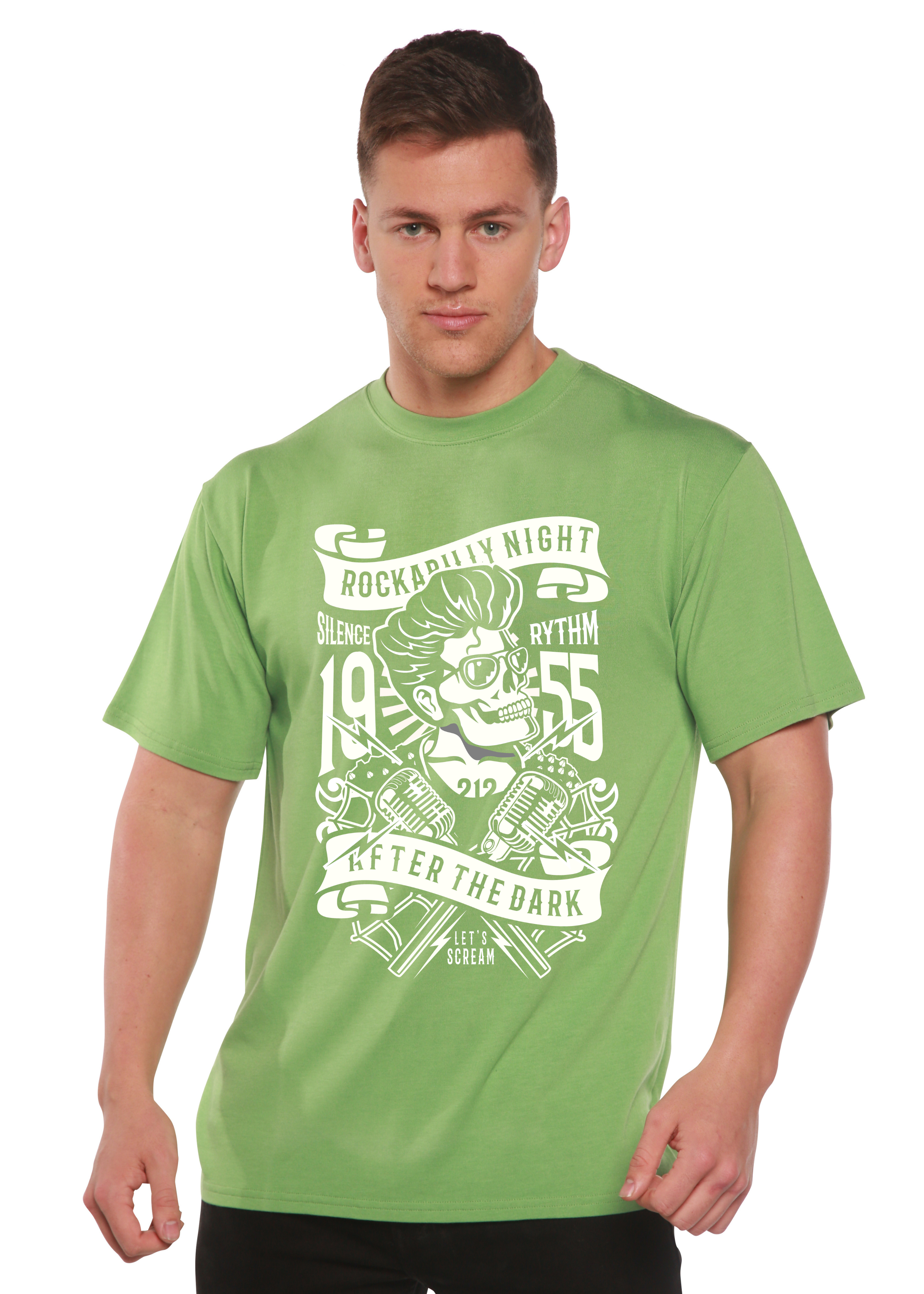 Rockabilly Night Spun Bamboo® Men's Bamboo Viscose/Organic Cotton Short Sleeve Graphic T-Shirt Spun Bamboo