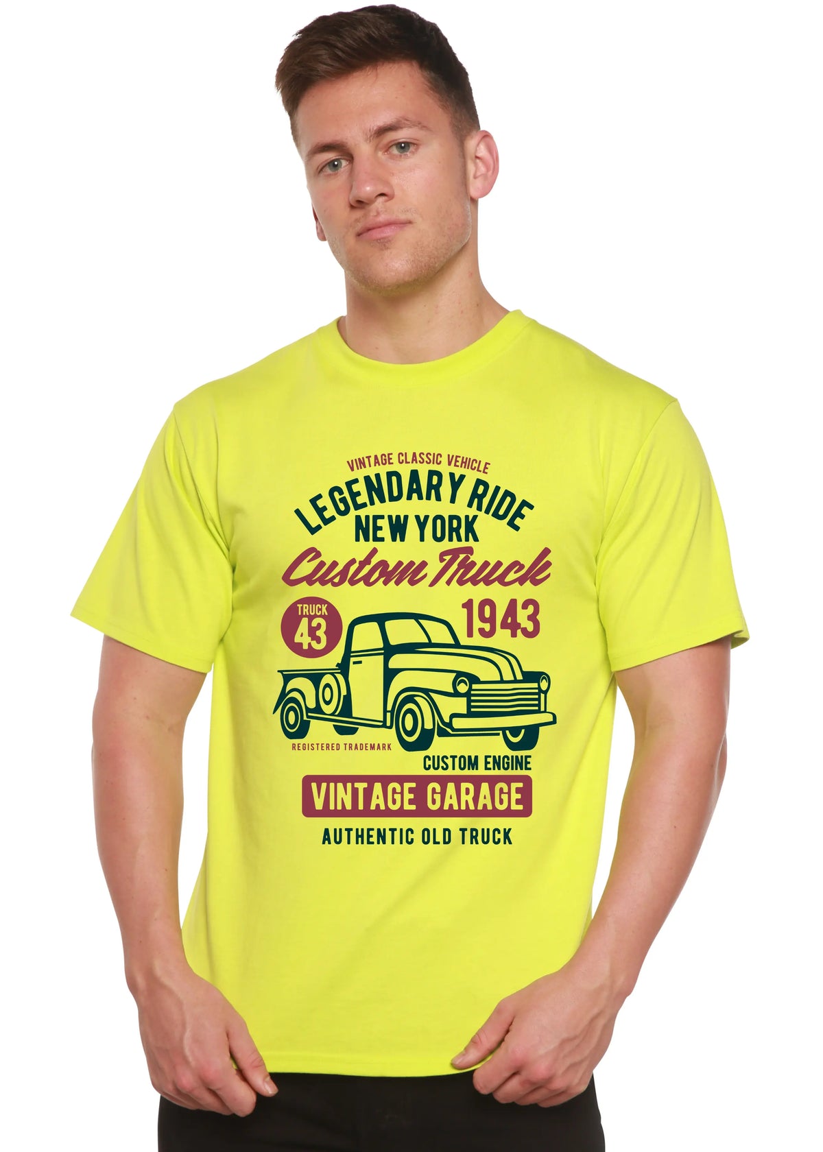 Legendary Ride Custom Truck Men's Bamboo Viscose/Organic Cotton Short Sleeve Graphic T-Shirt Spun Bamboo