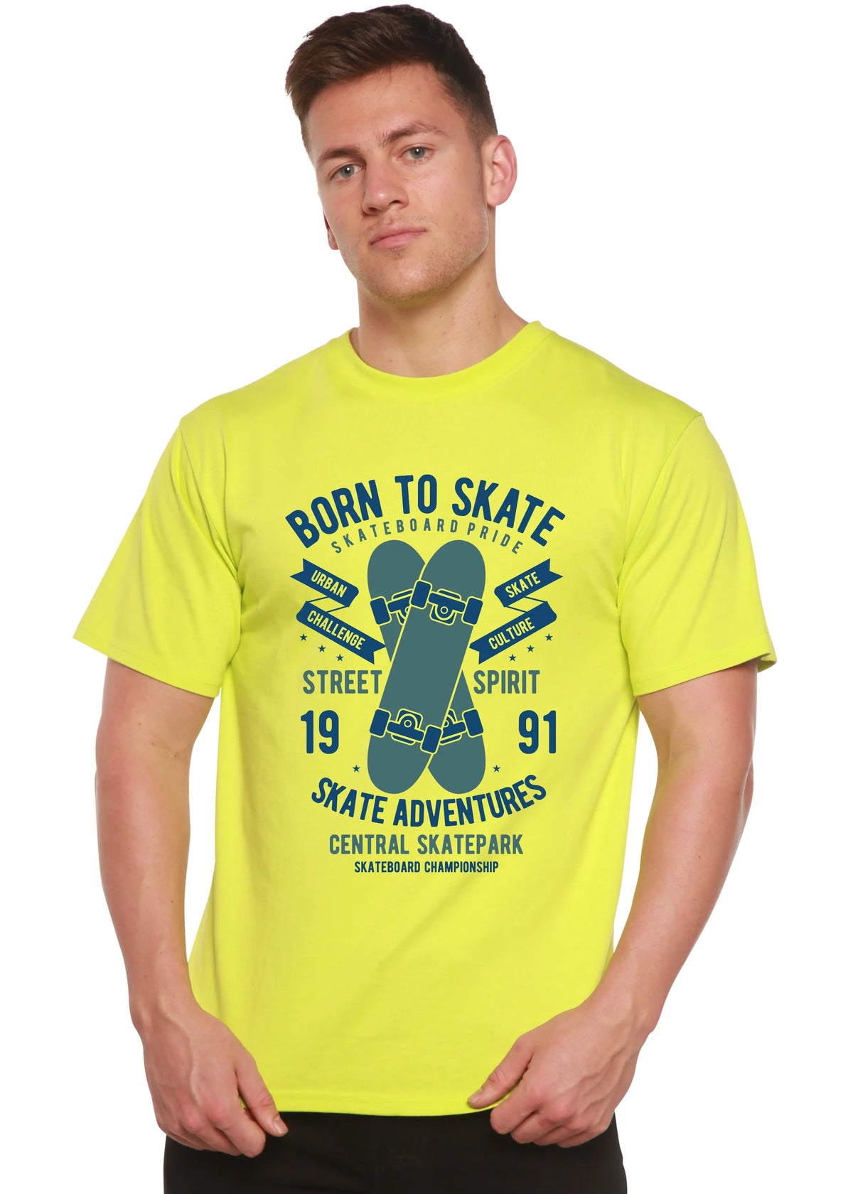 Born To Skate Men's Bamboo Viscose/Organic Cotton Short Sleeve Graphic T-Shirt Spun Bamboo