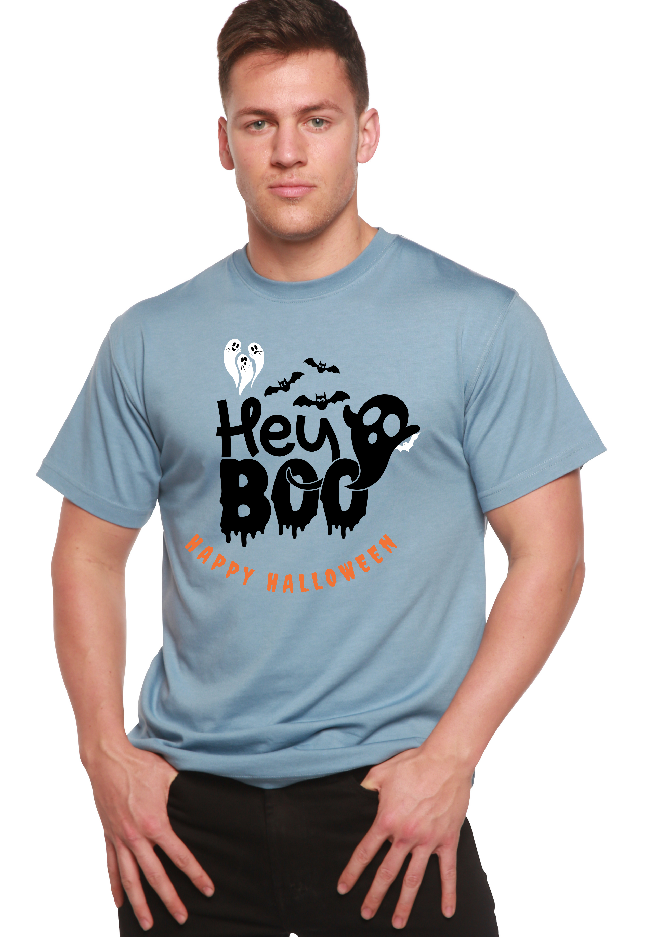 Hey Boo Men's Bamboo Viscose/Organic Cotton Short Sleeve Graphic T-Shirt Spun Bamboo