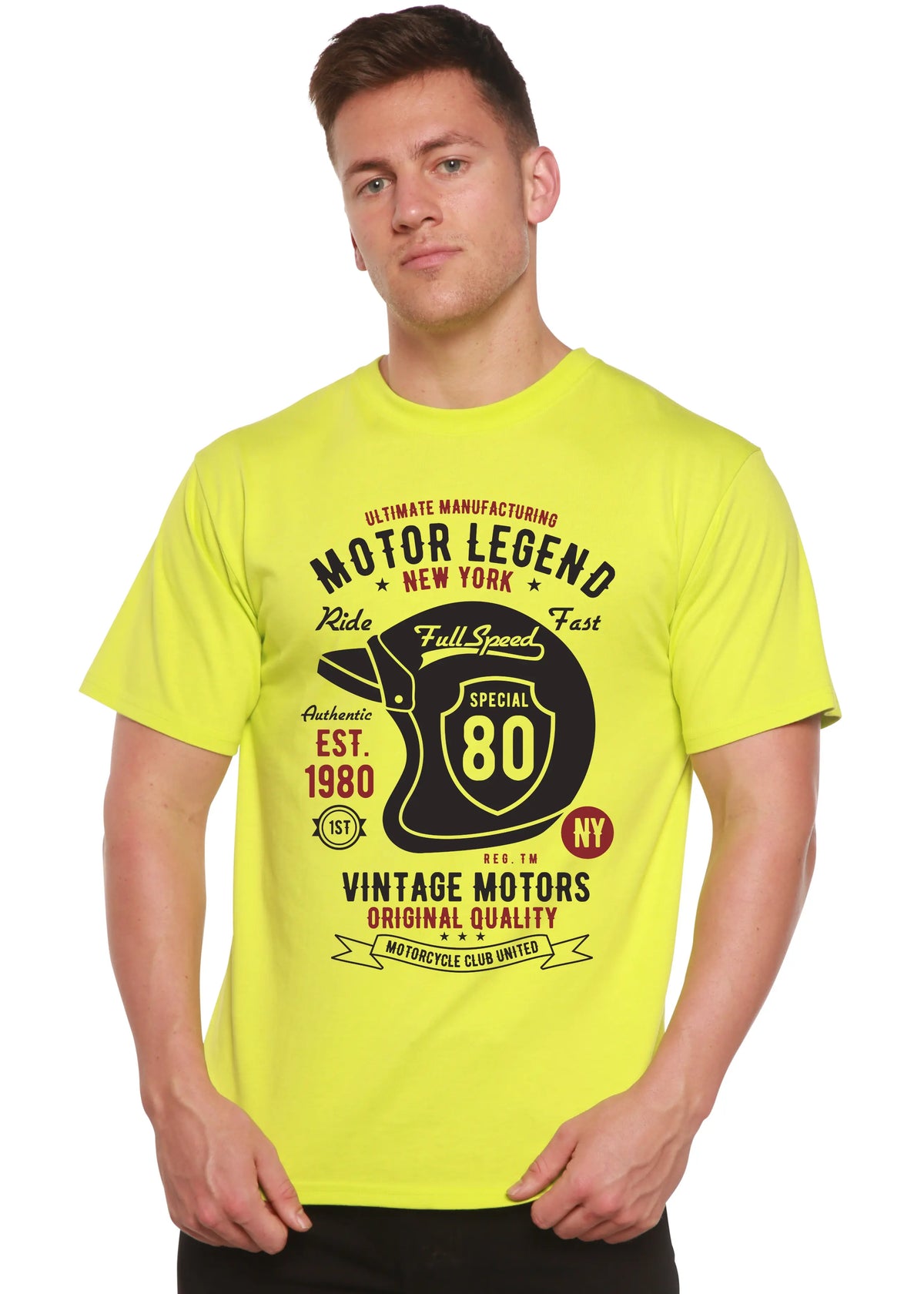 Motor Legend Helmet Men's Bamboo Viscose/Organic Cotton Short Sleeve Graphic T-Shirt Spun Bamboo
