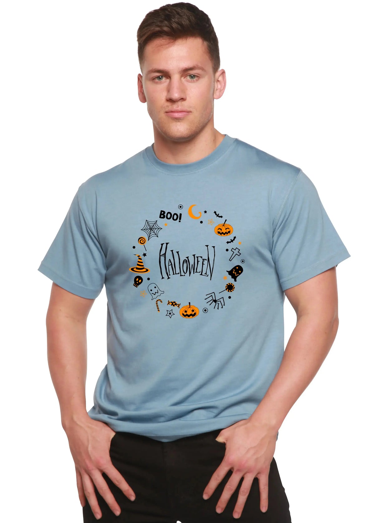 Bool Halloween Men's Bamboo Viscose/Organic Cotton Short Sleeve Graphic T-Shirt Spun Bamboo