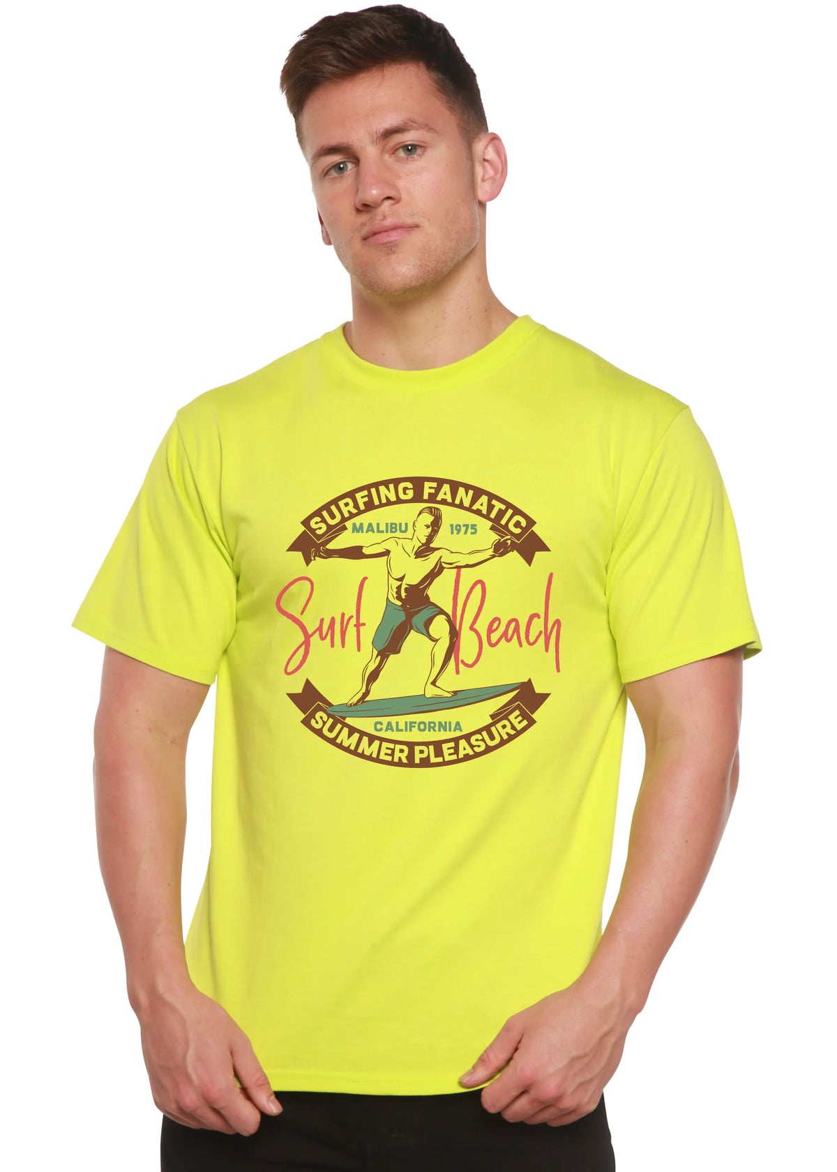Surf Beach Men's Bamboo Viscose/Organic Cotton Short Sleeve Graphic T-Shirt Spun Bamboo