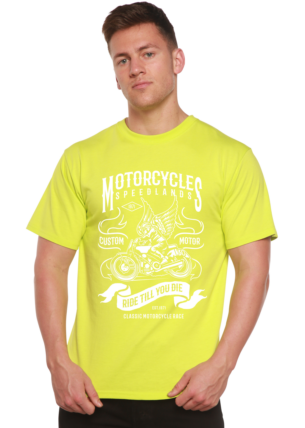 Motorcycles Men's Bamboo Viscose/Organic Cotton Short Sleeve Graphic T-Shirt Spun Bamboo
