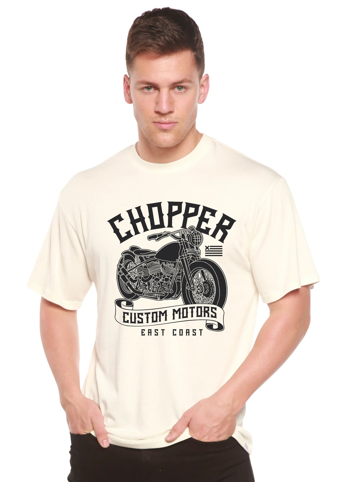 Chopper Custom Motors Men's Bamboo Viscose/Organic Cotton Short Sleeve Graphic T-Shirt Spun Bamboo