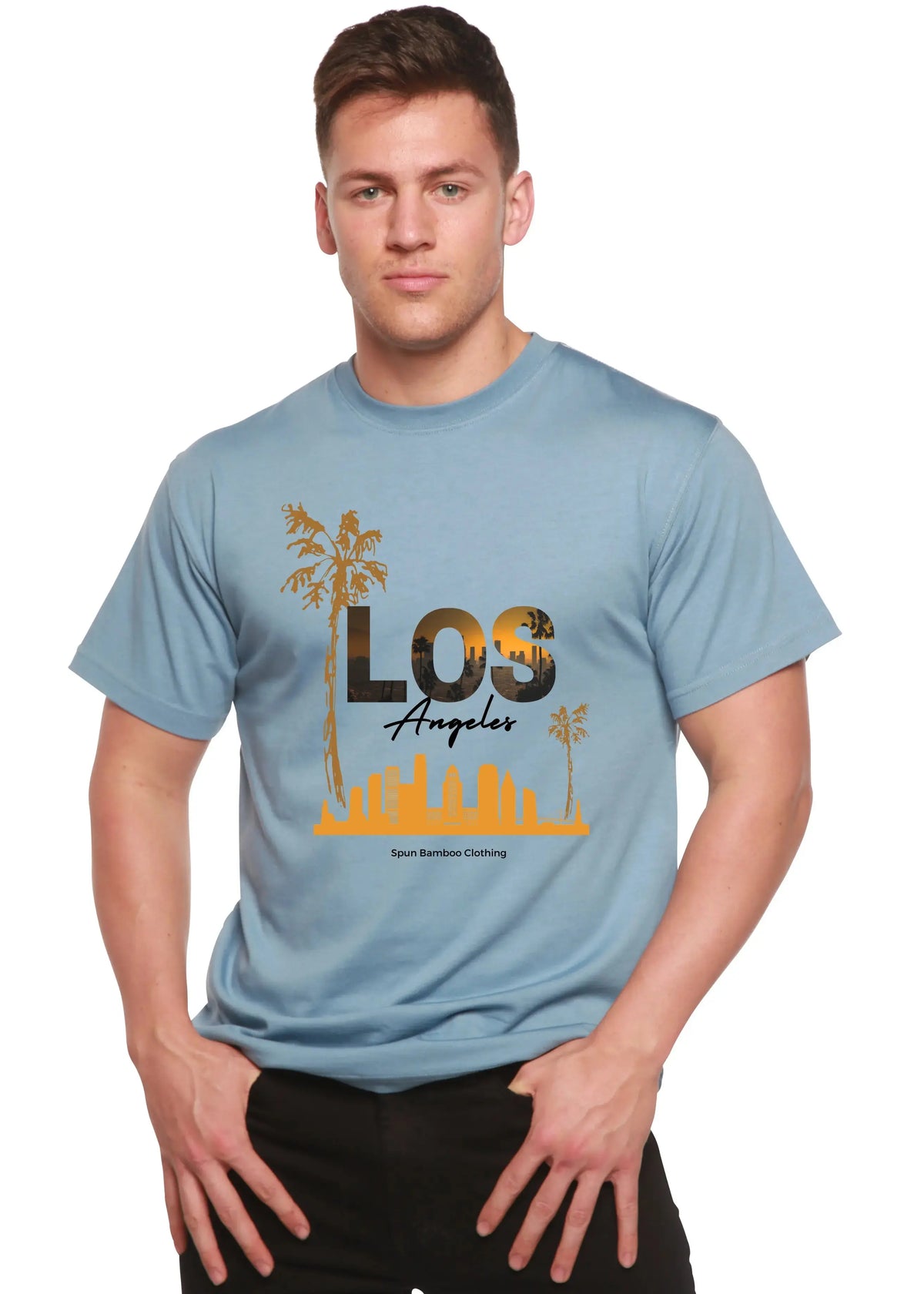 Los Angeles Unisex Bamboo Viscose/Organic Cotton Short Sleeve Graphic T-Shirt Spun Bamboo