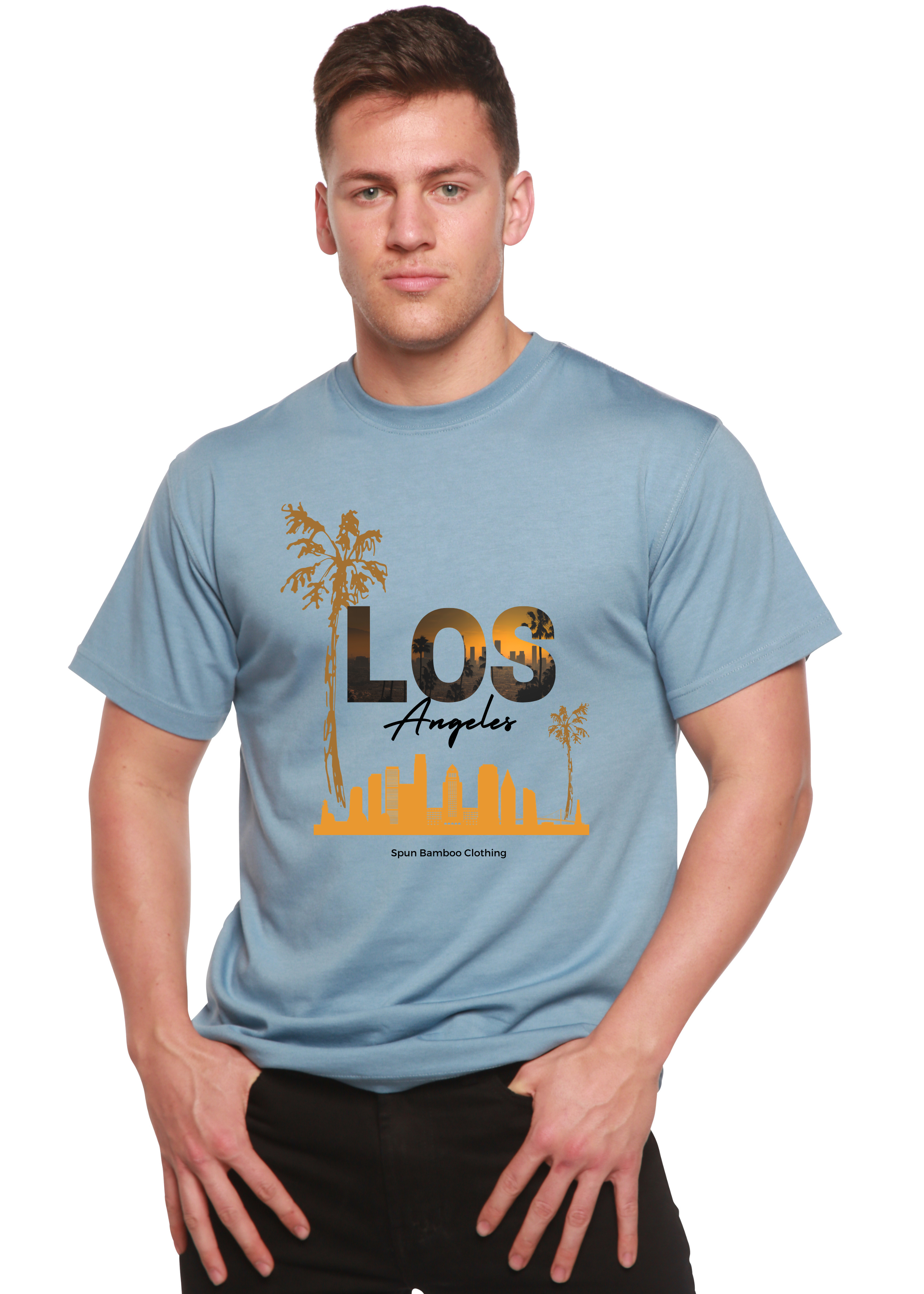 Los Angeles Unisex Bamboo Viscose/Organic Cotton Short Sleeve Graphic T-Shirt Spun Bamboo