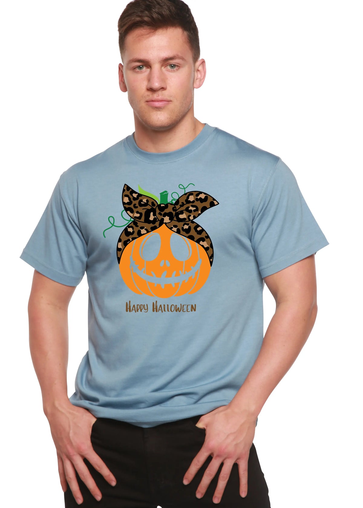 Happy Halloween Men's Bamboo Viscose/Organic Cotton Short Sleeve Graphic T-Shirt Spun Bamboo