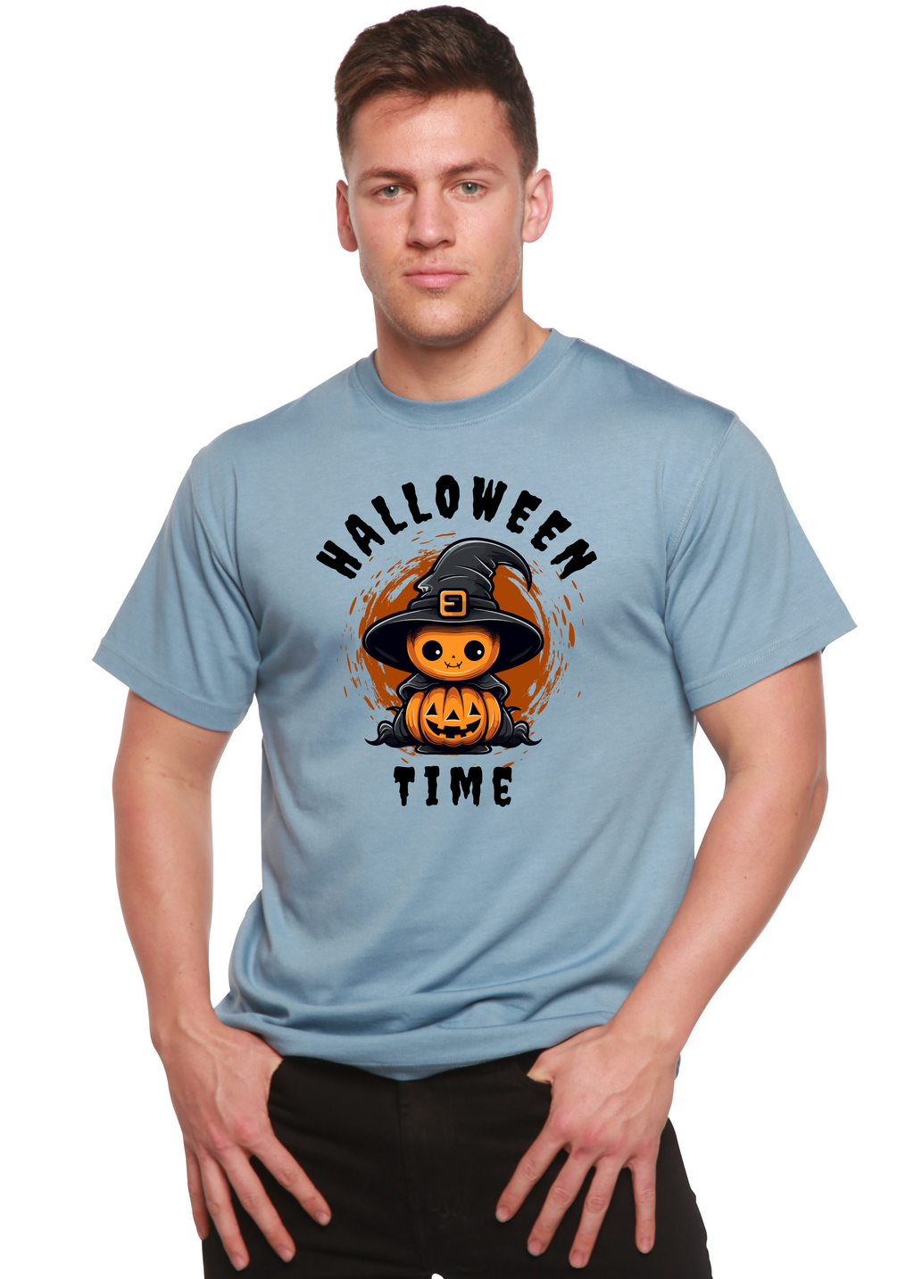 Halloween Time Unisex Bamboo Viscose/Organic Cotton Short Sleeve Graphic T-Shirt Spun Bamboo