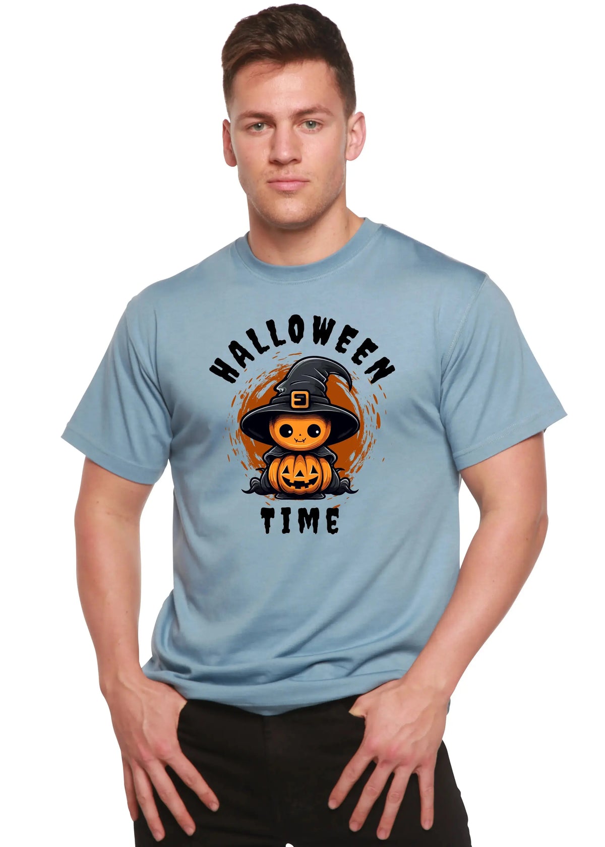 Halloween Time Unisex Bamboo Viscose/Organic Cotton Short Sleeve Graphic T-Shirt Spun Bamboo