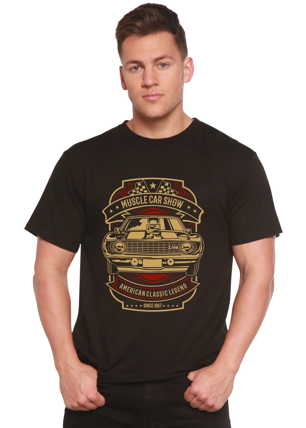 Muscle Car Show Spun Bamboo® Men's Bamboo Viscose/Organic Cotton Short Sleeve Graphic T-Shirt Spun Bamboo