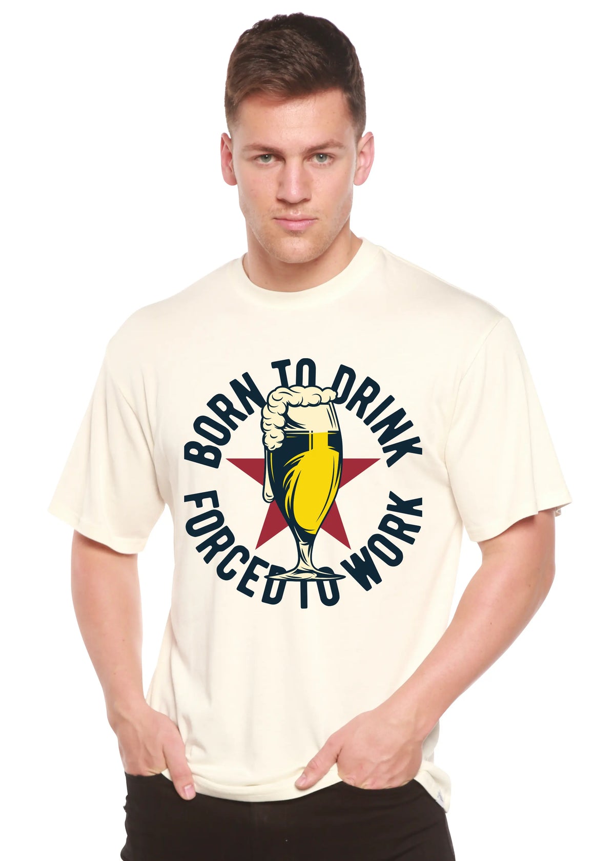 Born to Drink Men's Bamboo Viscose/Organic Cotton Short Sleeve Graphic T-Shirt Spun Bamboo